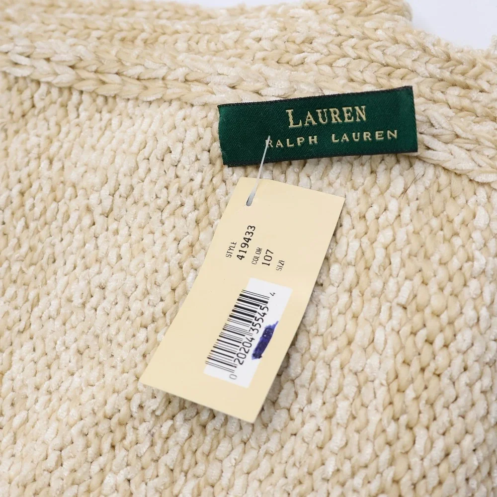 Lauren Ralph Lauren Scarf Womens Knit Rayon Wool Blend OS Cream Made in China